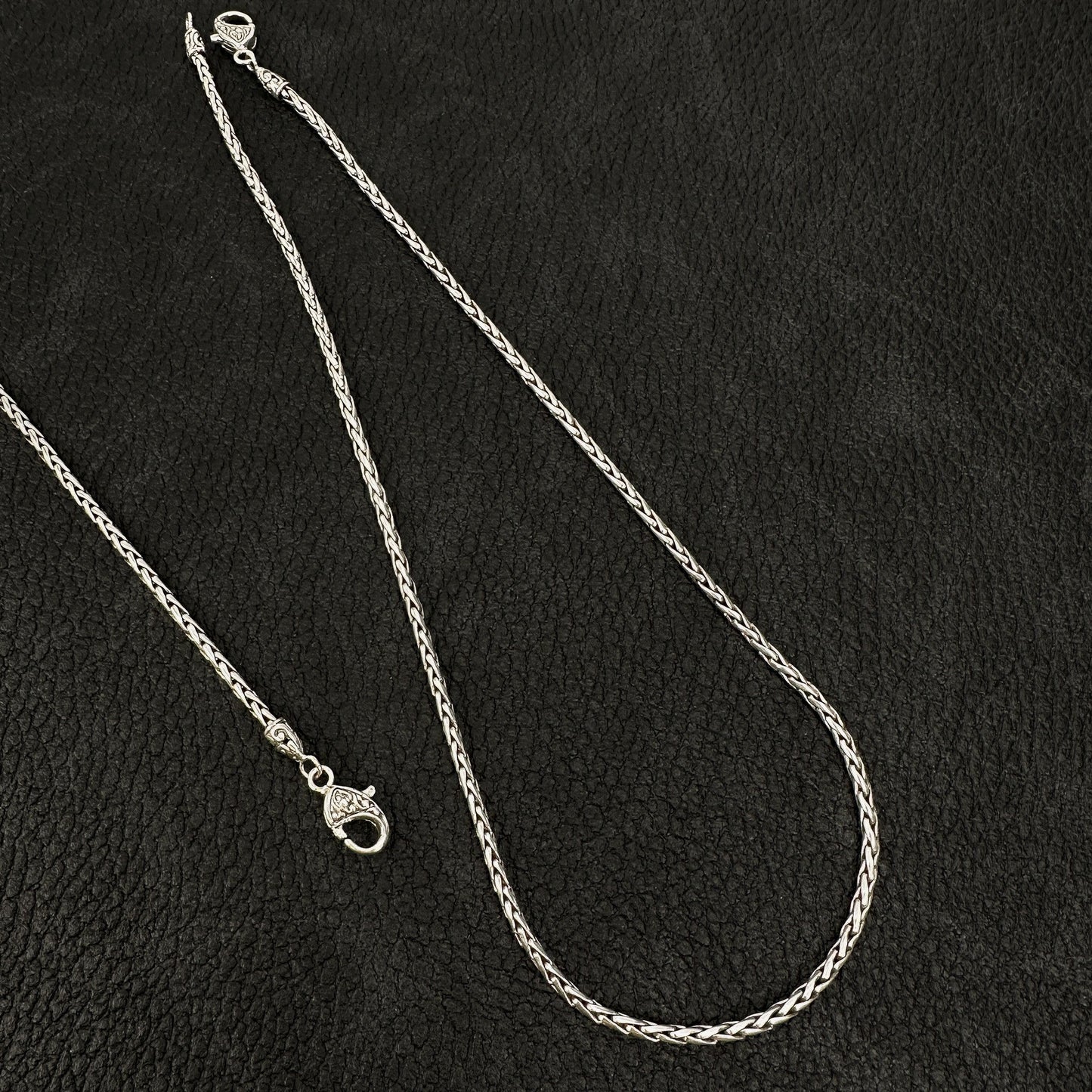 18" 2.5mm Braided Bali Silver Finished Chain Necklace - 1 pc. (J248)