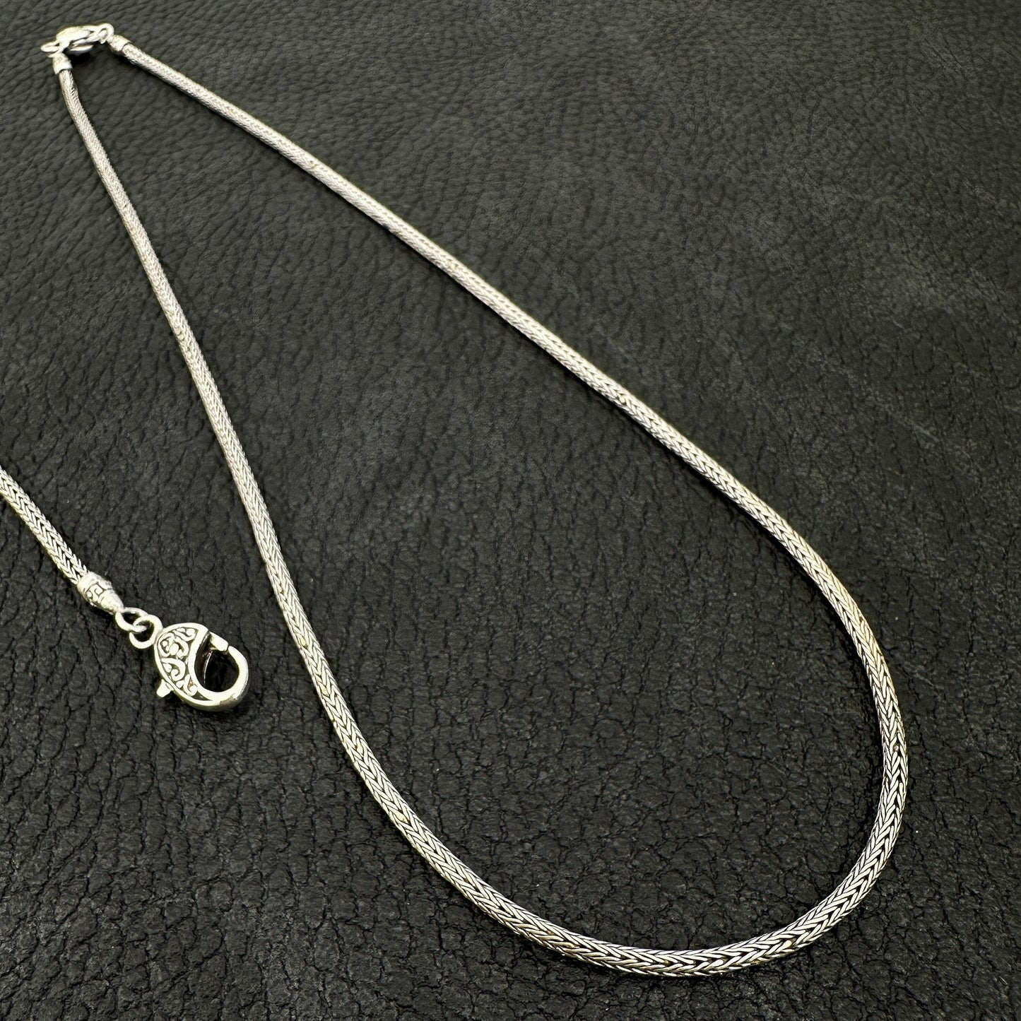 18" 2mm Fine Braided Bali Silver Finished Chain Necklace - 1 pc. (J251)