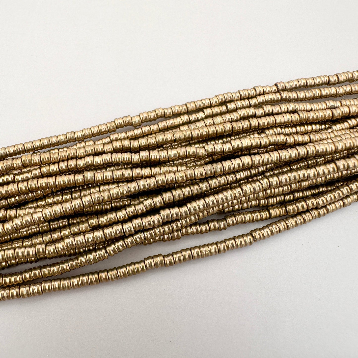 2-3mm Stacked Tube Brass Bead (3 Color Options) - 24" Strand (GEM2221)