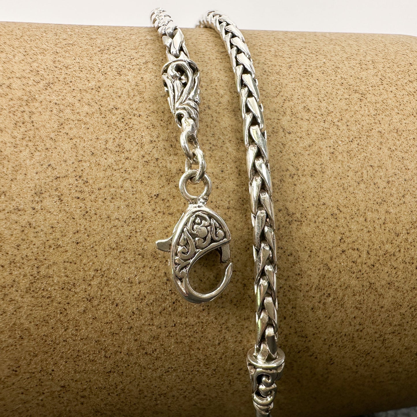 3mm Braided Bali Silver Finished Chain Bracelet - 1 pc. (J250)