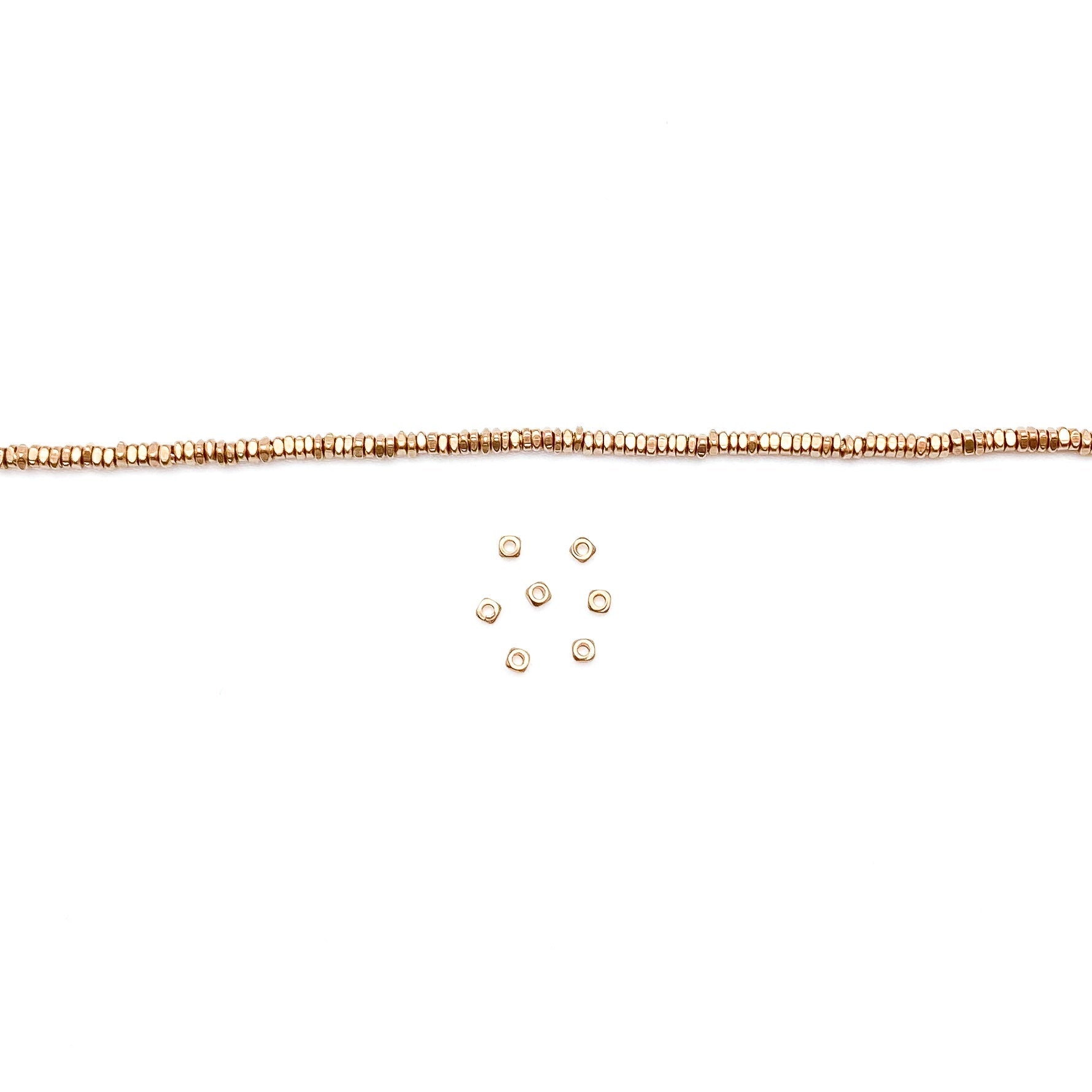 3mm Rustic Square Spacer Bead (5 Colors Available) - 12" Strand