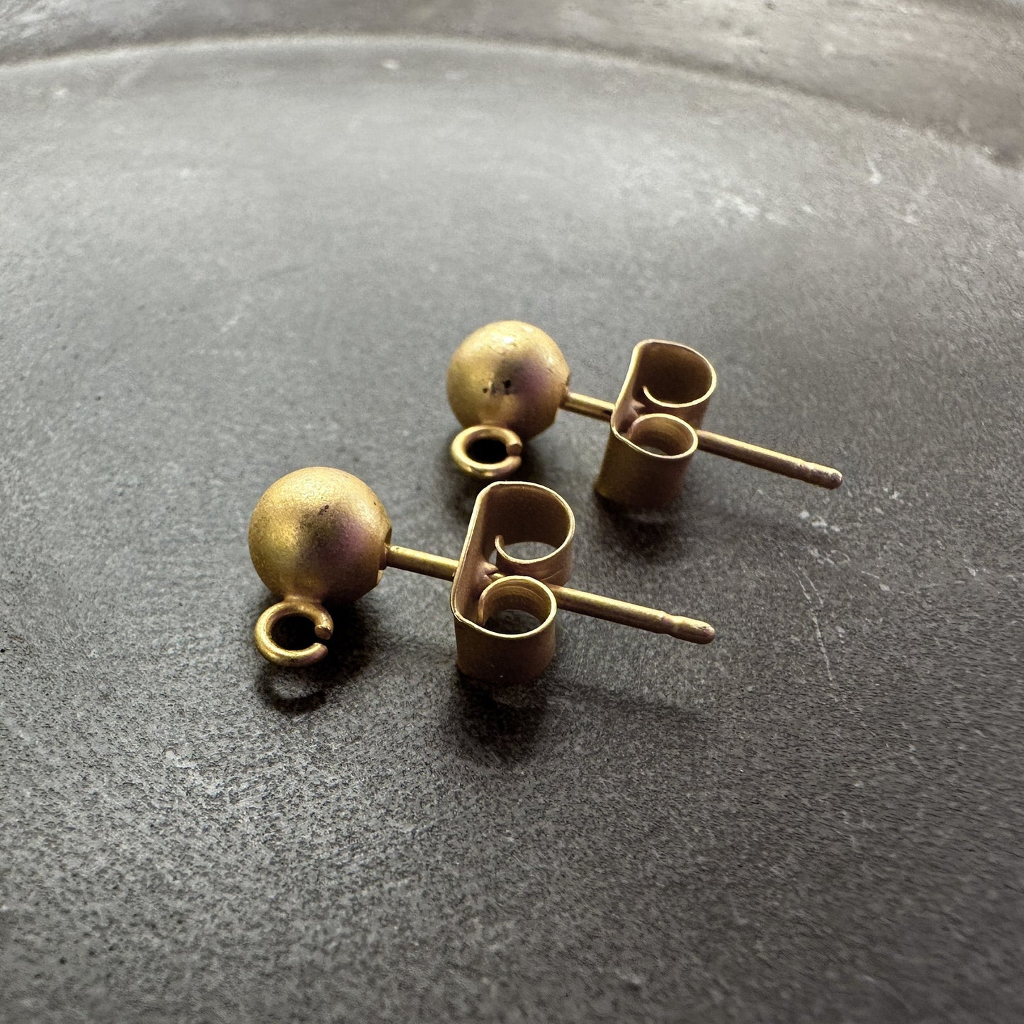 5mm Ball & Post Satin Hamilton Gold Earrings - 1 Pair-The Bead Gallery Honolulu