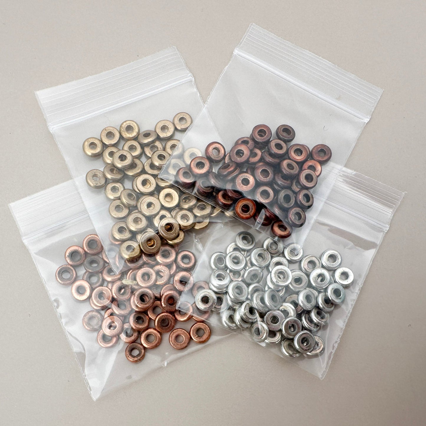 5x1mm Large Hole Brass Bead Mix - 200 pcs. (M1940)