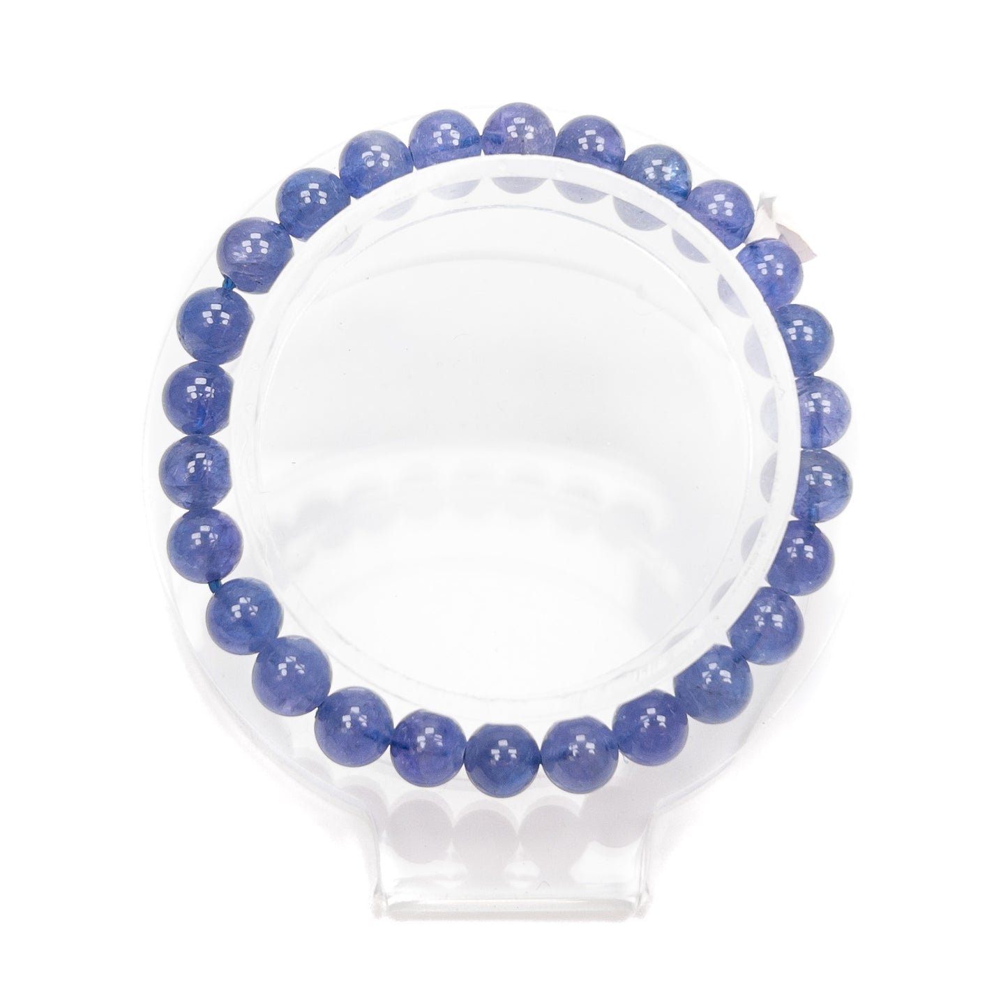 Tanzanite Stretchy Cord Bracelet 7mm Smooth Round Bead - 1 pc. (FJ007)