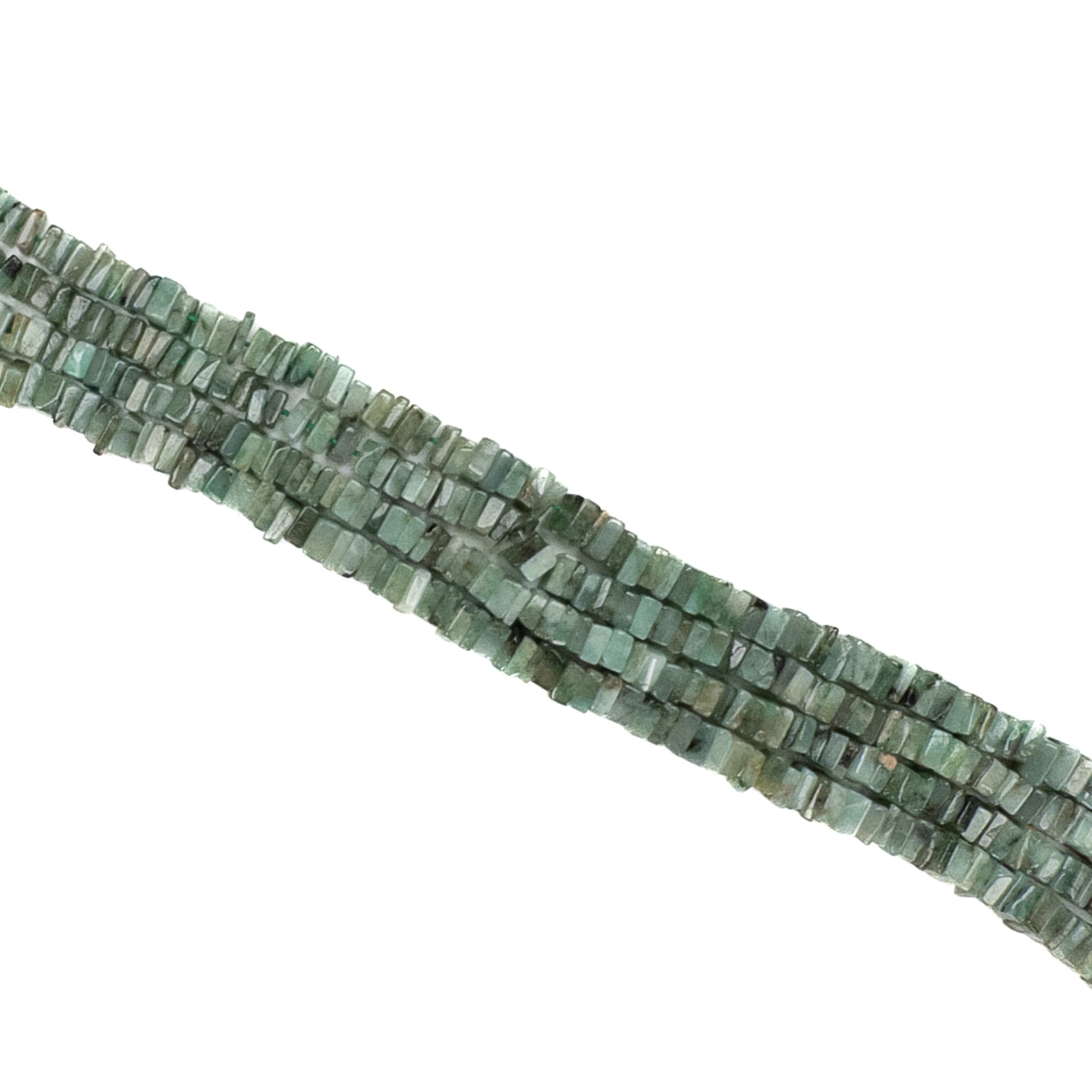 Emerald 4mm Rustic Square Slice Bead - 8" Strand-The Bead Gallery Honolulu