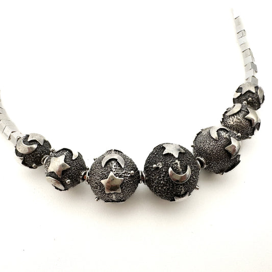 Celestial Moon and Star Bead (4 Sizes) - Bali Silver (1pc/M2064)