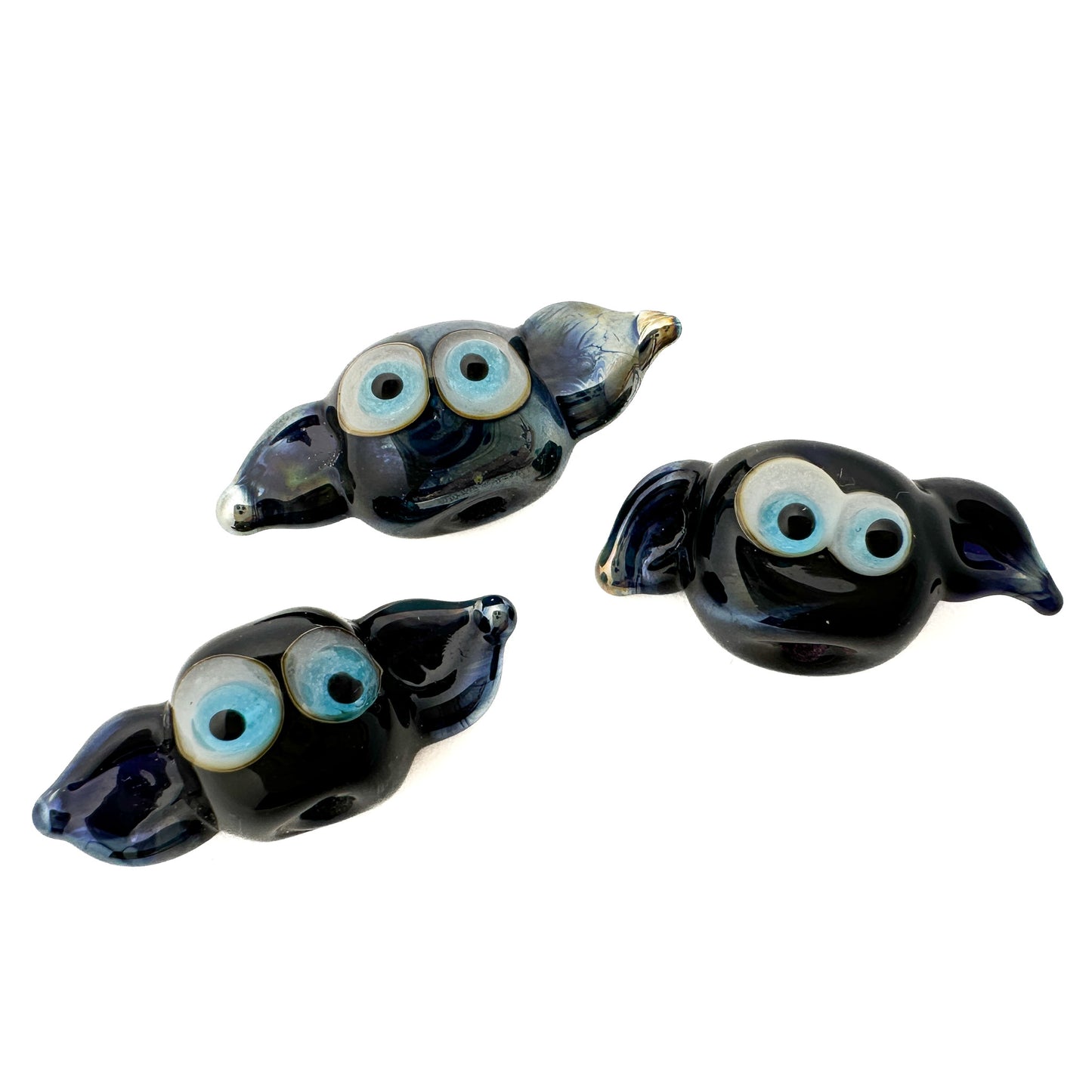 Calvin Orr Halloween Bat w/Glow in the Dark Eyes Handmade Lampwork Glass Bead - 1 pc. (LB241)