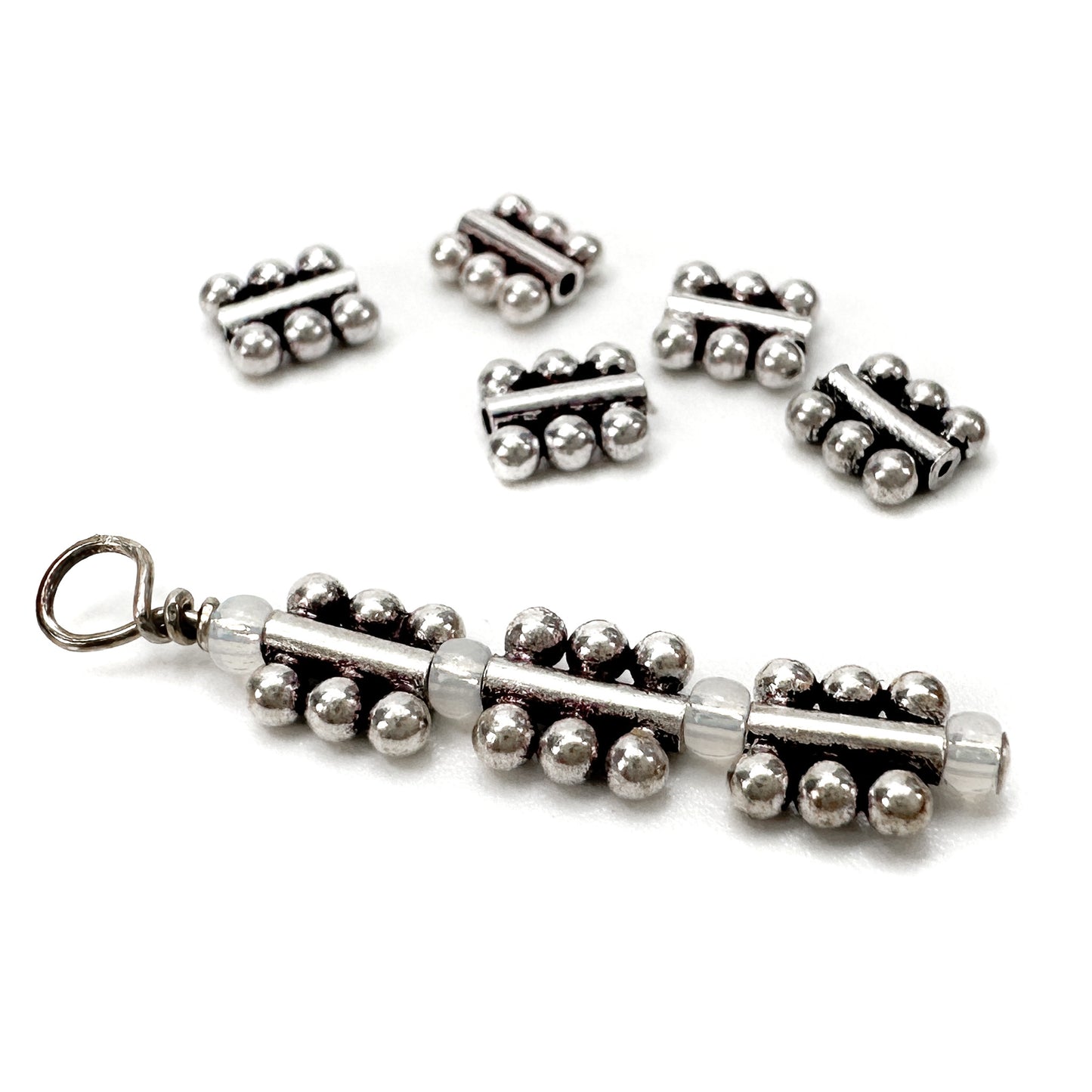 5mm Bubble Bar Bead - Bali Silver - (4 pcs/M601)