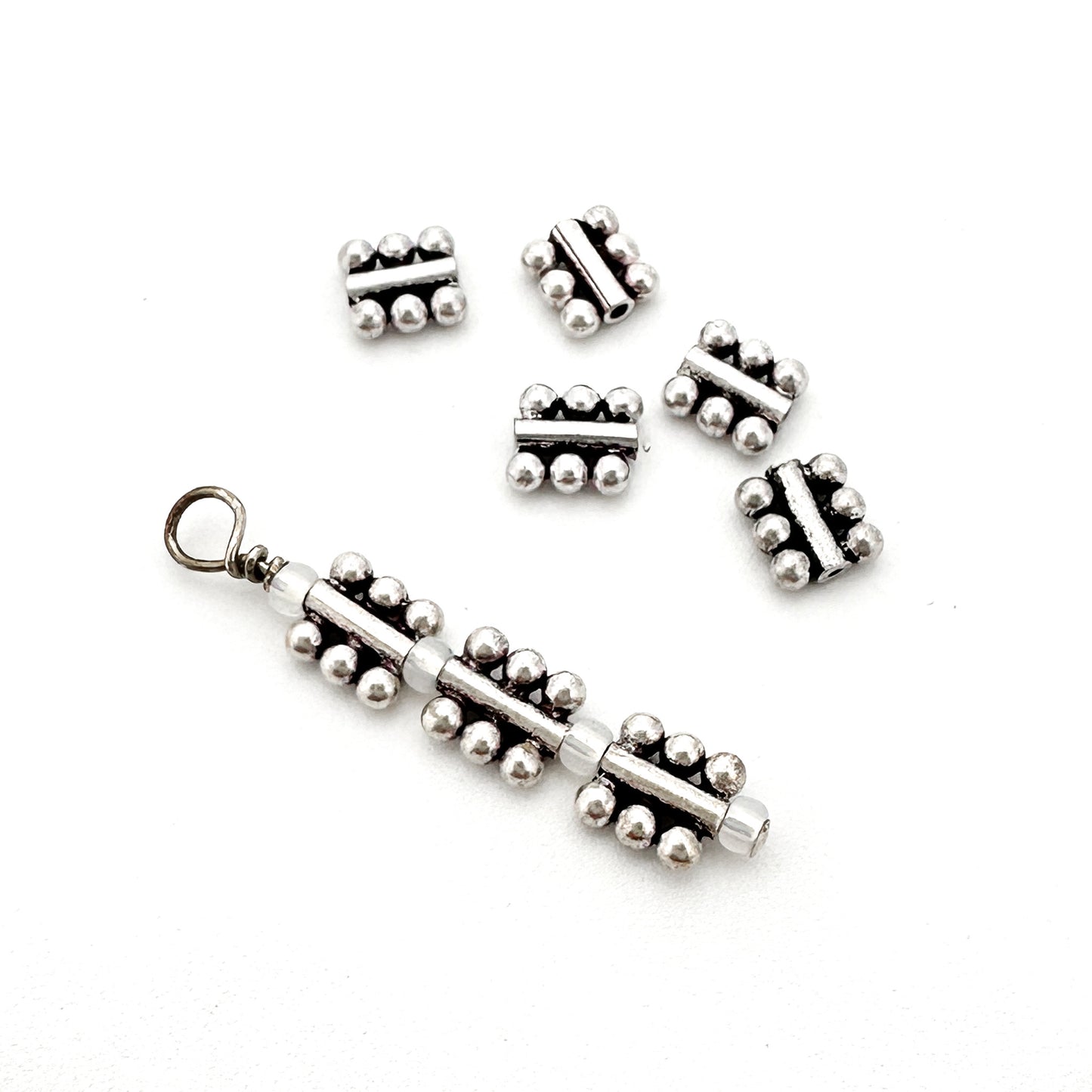 5mm Bubble Bar Bead - Bali Silver - (4 pcs/M601)