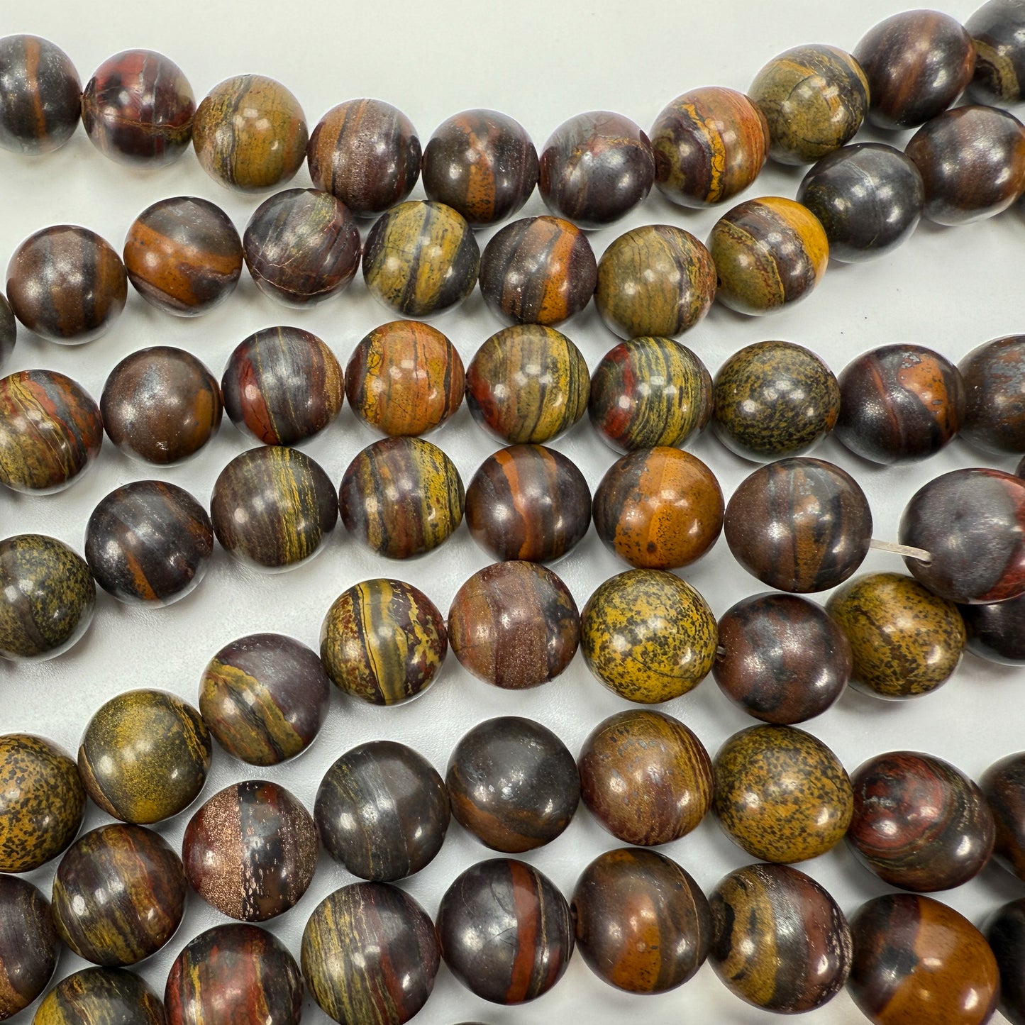 Tiger Iron 12mm Smooth Round Bead - 7.5" Strand (GEM2357)-The Bead Gallery Honolulu