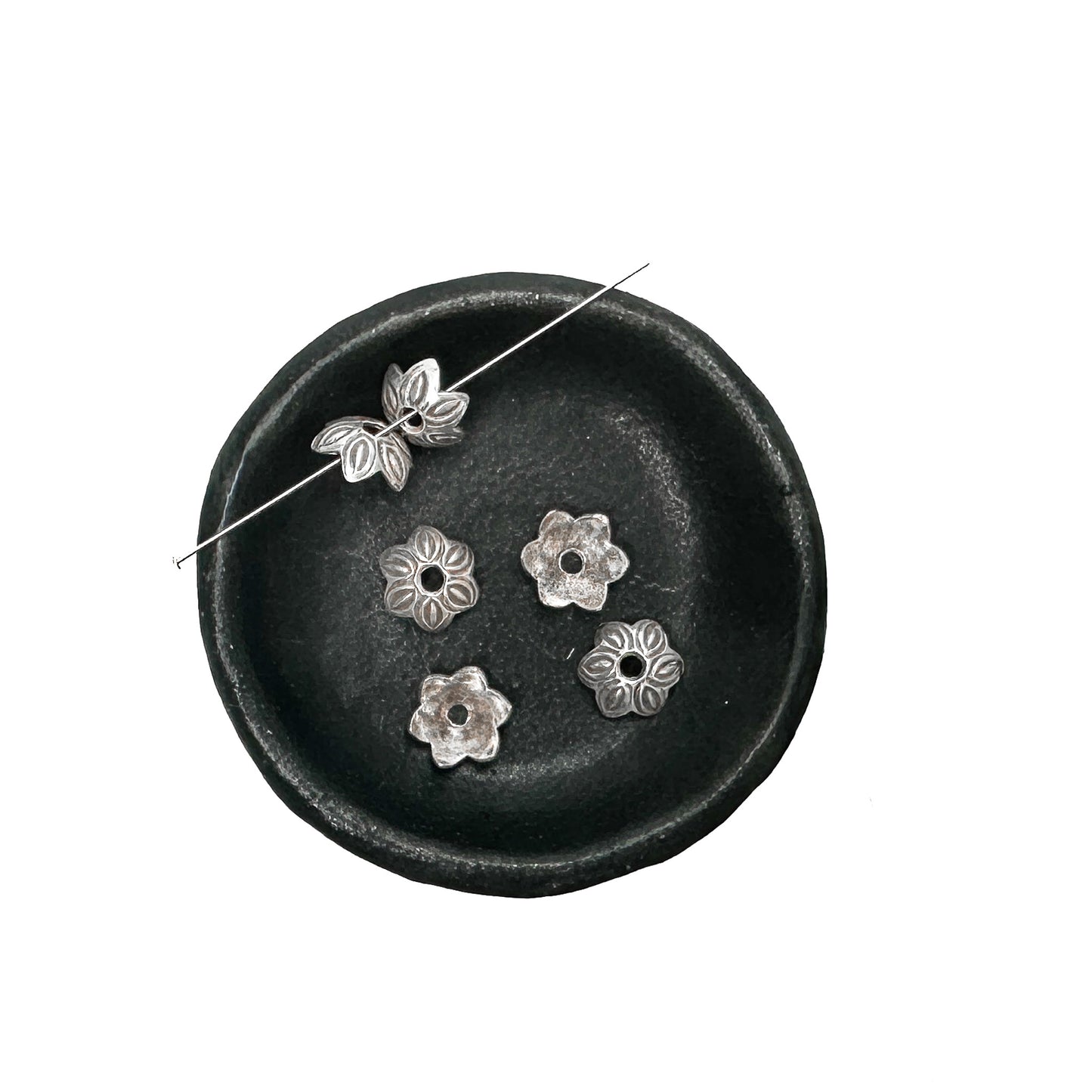 Bead Cap 10mm 6-Petal Flower (Thai Silver) - 1 pc.-The Bead Gallery Honolulu