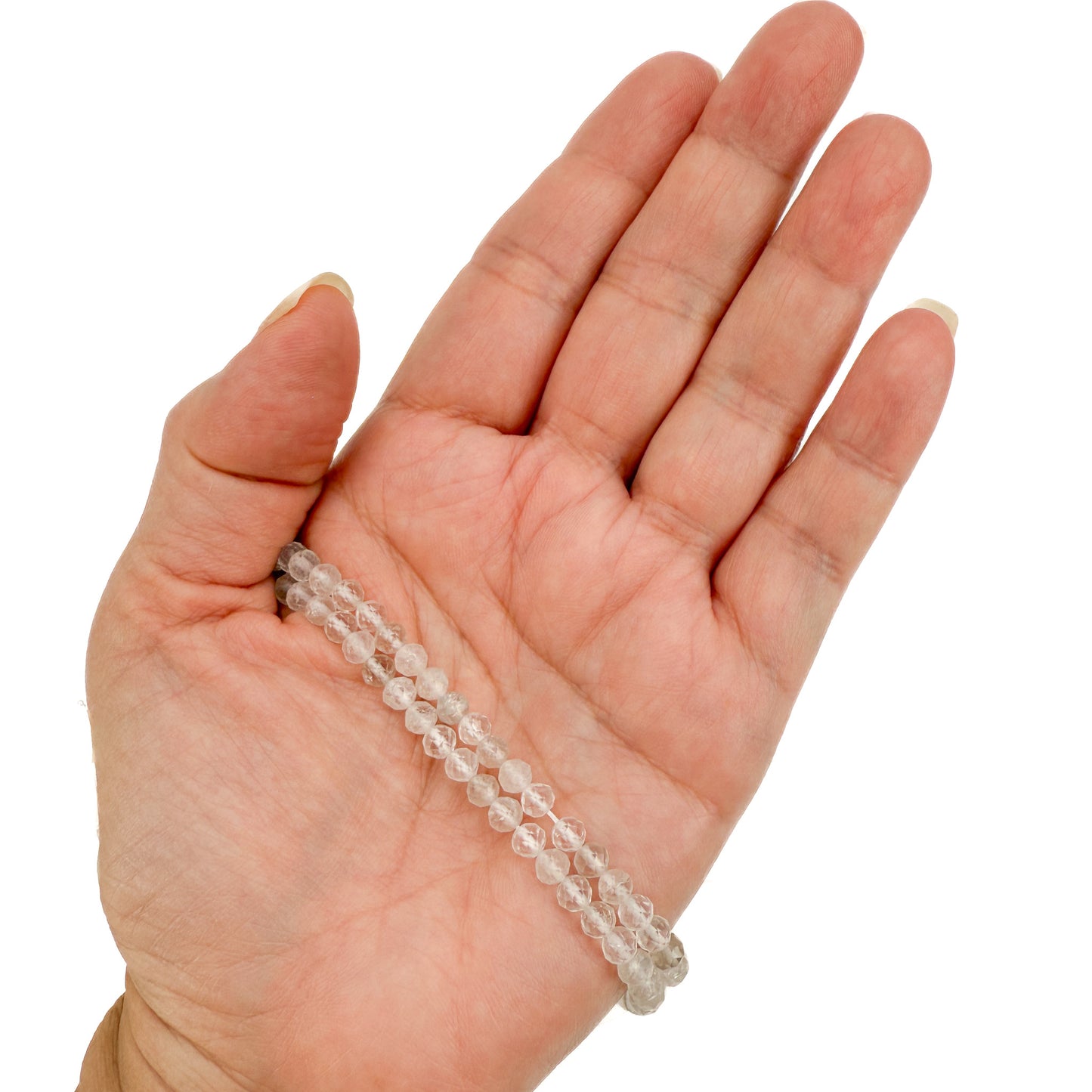 Crystal Quartz 4mm Faceted Round Bead - 7.5" Strand (GEM1320)-The Bead Gallery Honolulu