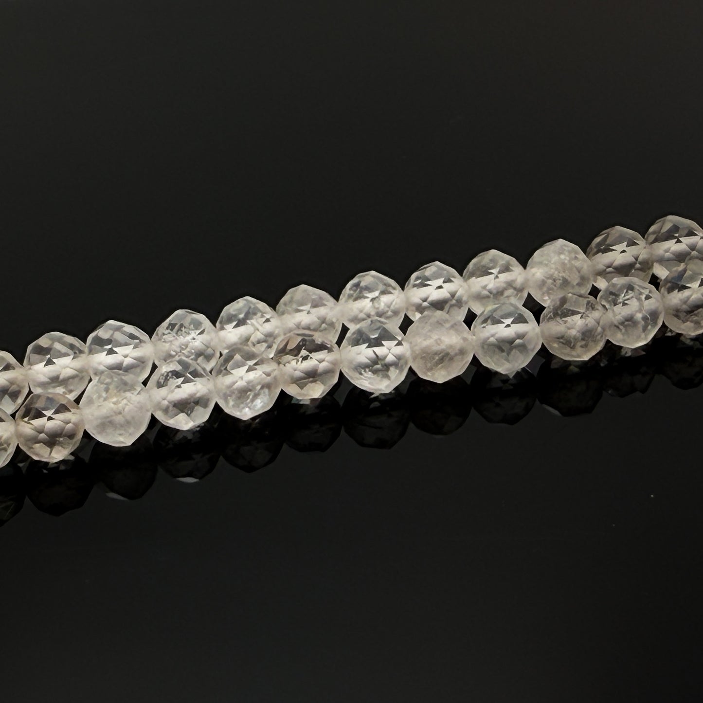 Crystal Quartz 4mm Faceted Round Bead - 7.5" Strand (GEM1320)-The Bead Gallery Honolulu