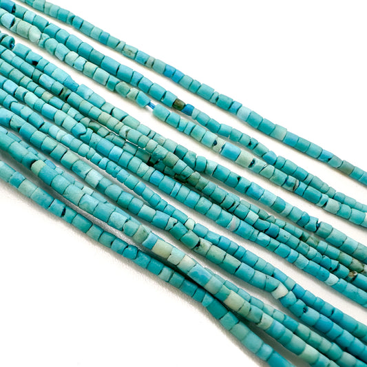 Turquoise Matte 1.5mm Rustic Tube Bead - 13" Strand