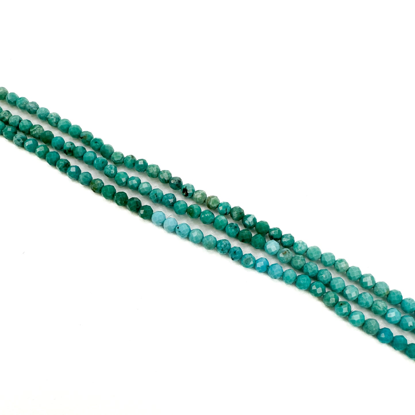 Arizona Turquoise 2mm Faceted Round Bead - 6.25" Strand