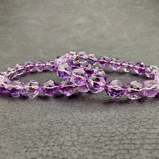 Amethyst 10mm Faceted Star Cut Stretchy Cord Bracelet (J292)