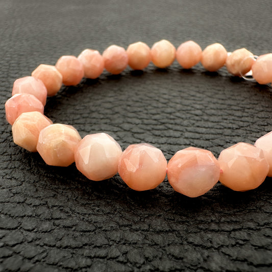 Pink Opal 8mm Faceted Star Cut Stretchy Cord Bracelet (J294)