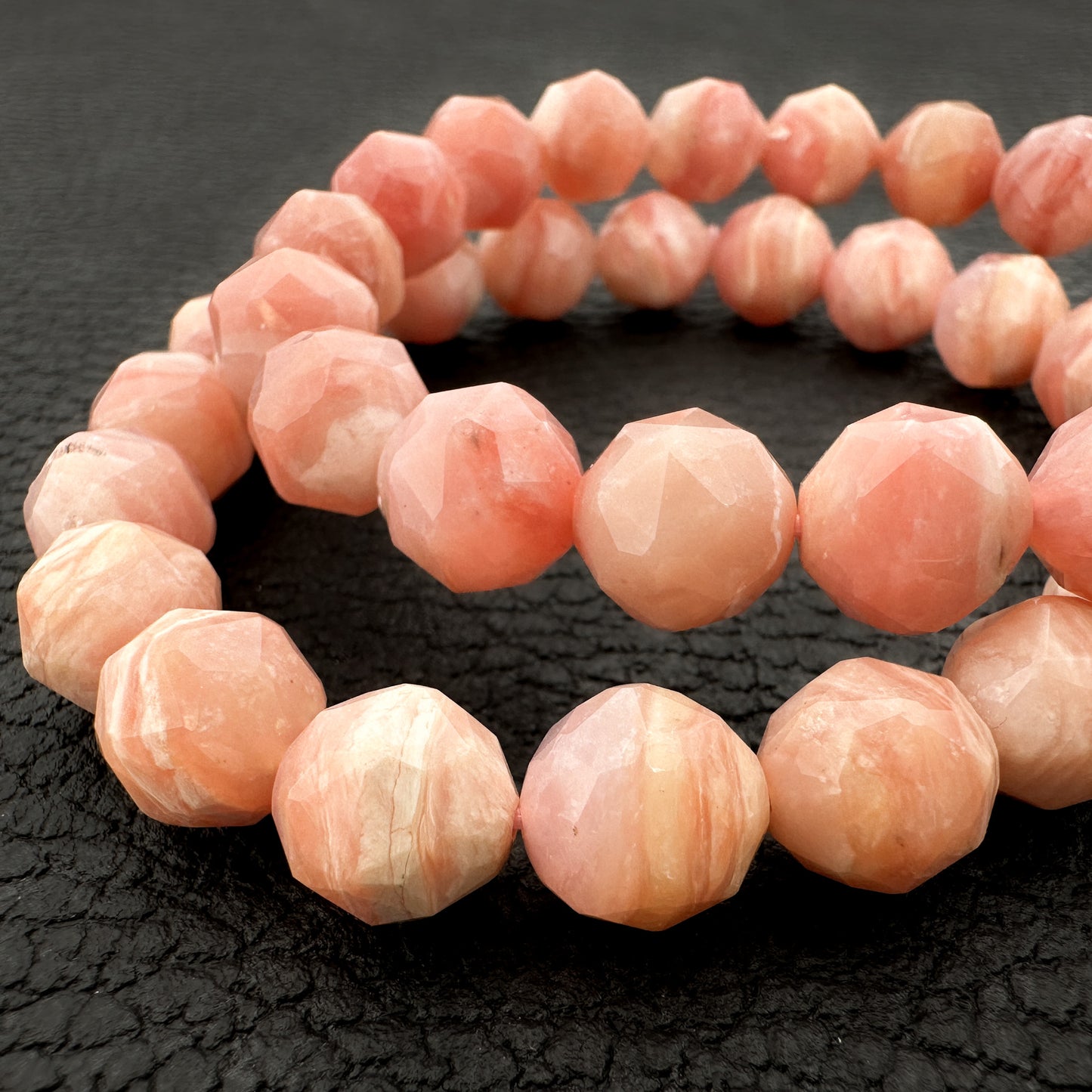 Pink Opal 8mm Faceted Star Cut Stretchy Cord Bracelet (J294)