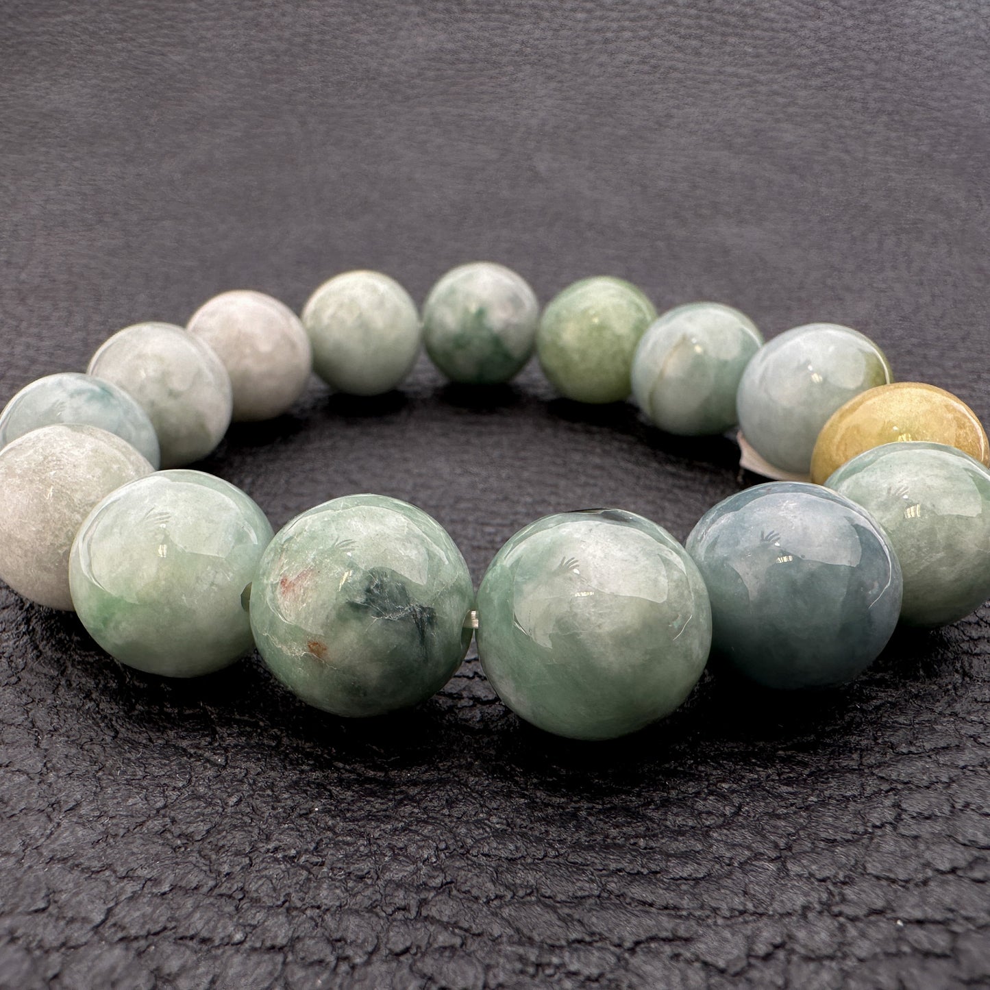 Burmese Jade 13-14mm Smooth Round Stretchy Bracelet (J295)