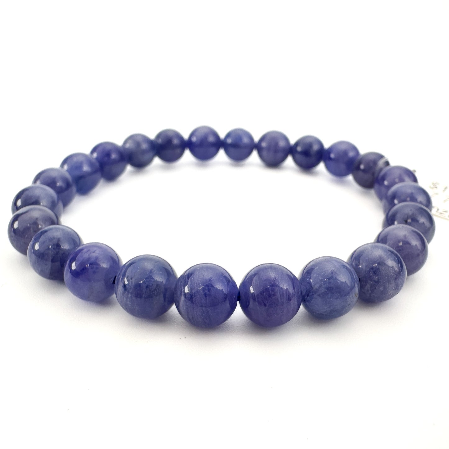 Tanzanite 7.75mm Smooth Round Stretchy Cord Bracelet (J297)