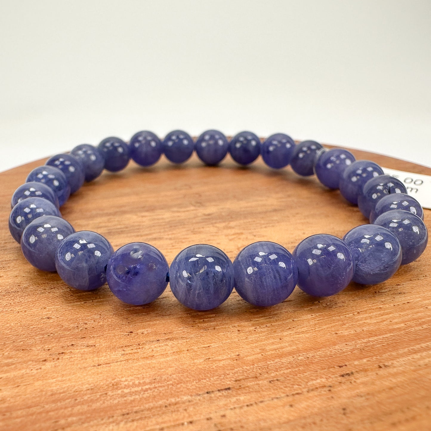 Tanzanite 7.75mm Smooth Round Stretchy Cord Bracelet (J297)