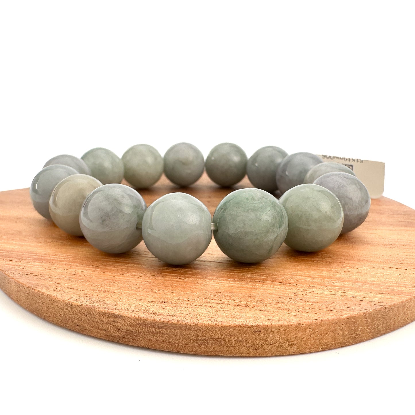 Burmese Jade 13-14mm Smooth Round Stretchy Bracelet (J300)