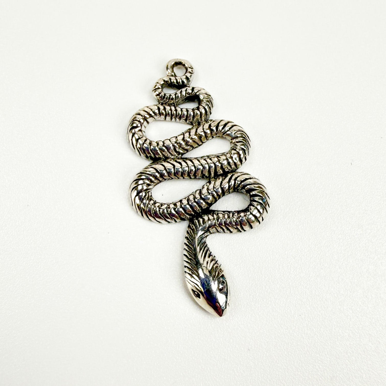 Serpentine Snake Charm or Earrings - Bali Silver (S697)-The Bead Gallery Honolulu