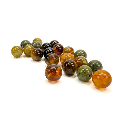 Gemstone Bead Mix: Tiger Eye, Amber, Serpentine & Jasper - 20 pcs. (KT622)-The Bead Gallery Honolulu