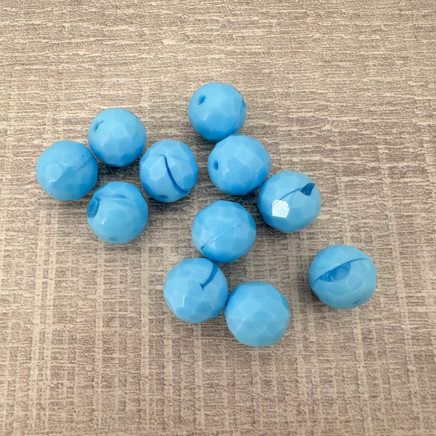 Vintage Czech 12mm Faceted Baby Blue Glass Bead - 1 pc. (Z799)