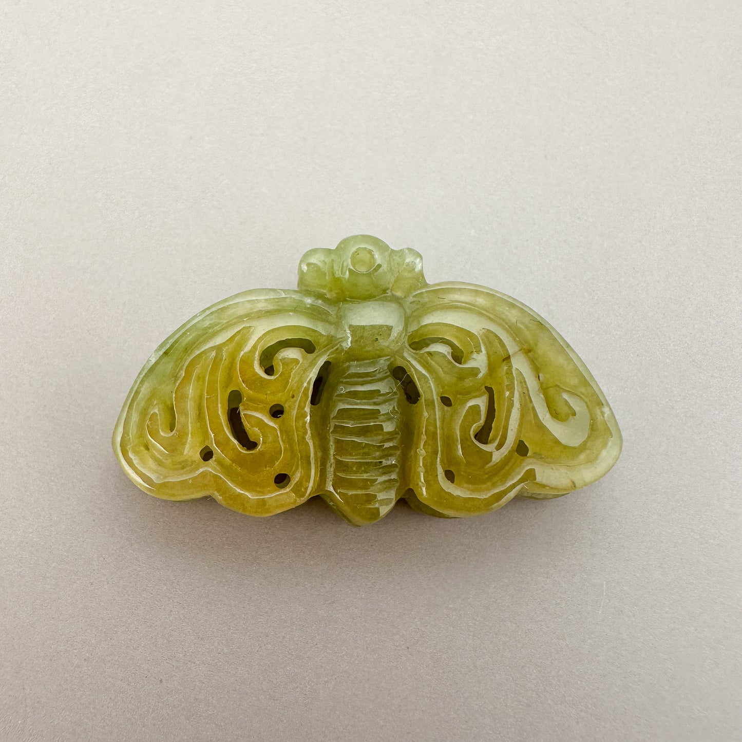 Green Jade Butterfly 28x17mm Carved Pendant - 1 pc. (P2940)