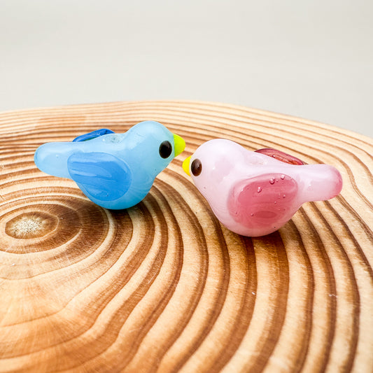 Chibi Handmade Glass Beads - Bird-Shaped Ball (2 Color Options) - 1 pc.