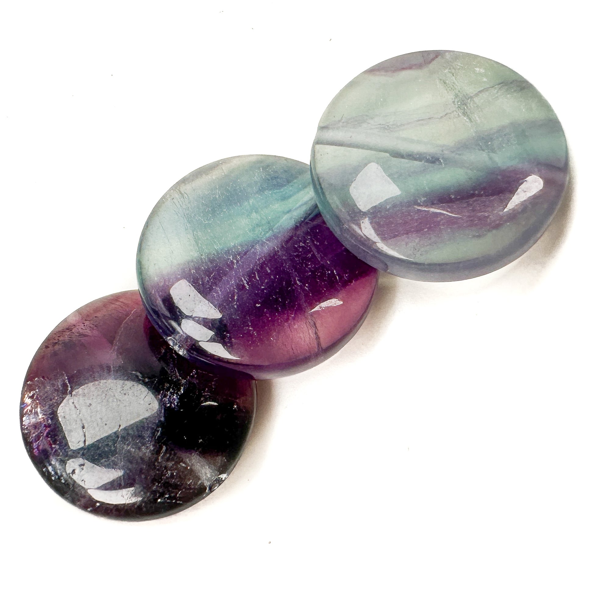 Fluorite 20mm Smooth Coin Bead - 3 pcs.-The Bead Gallery Honolulu