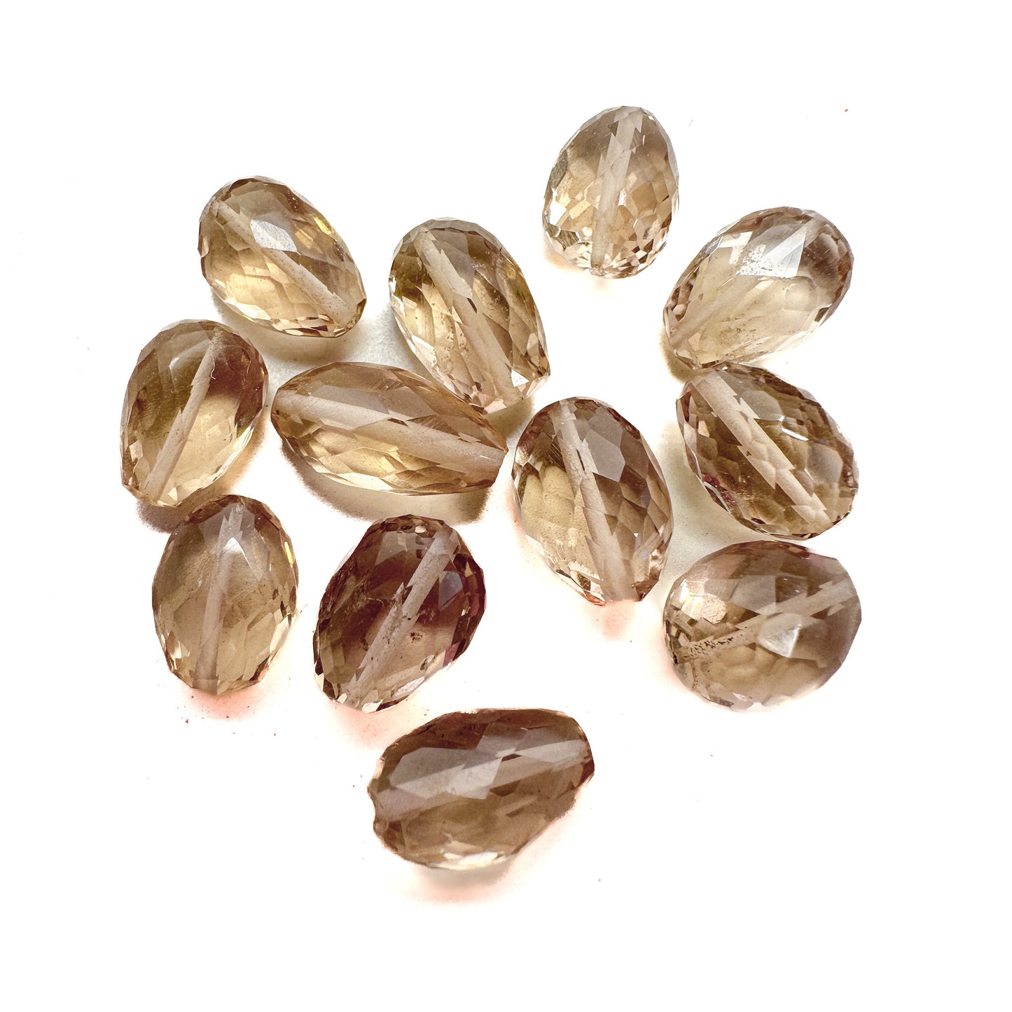 Champagne Quartz Faceted Long Drill Oval Bead - 1 pc.-The Bead Gallery Honolulu