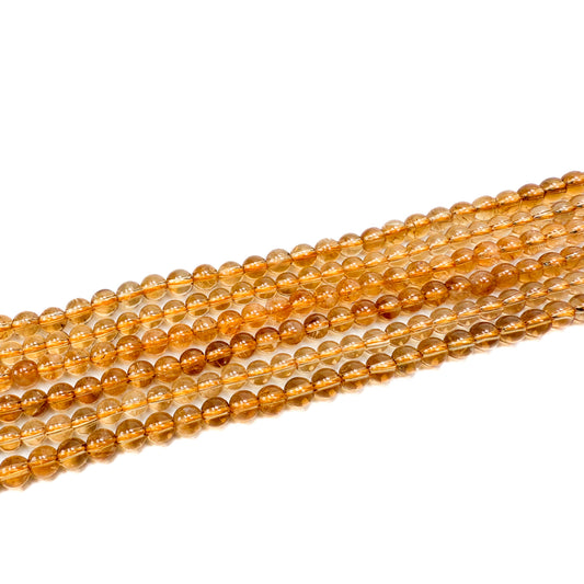 Citrine 5mm Round Bead - 8" Strand (GEM857)