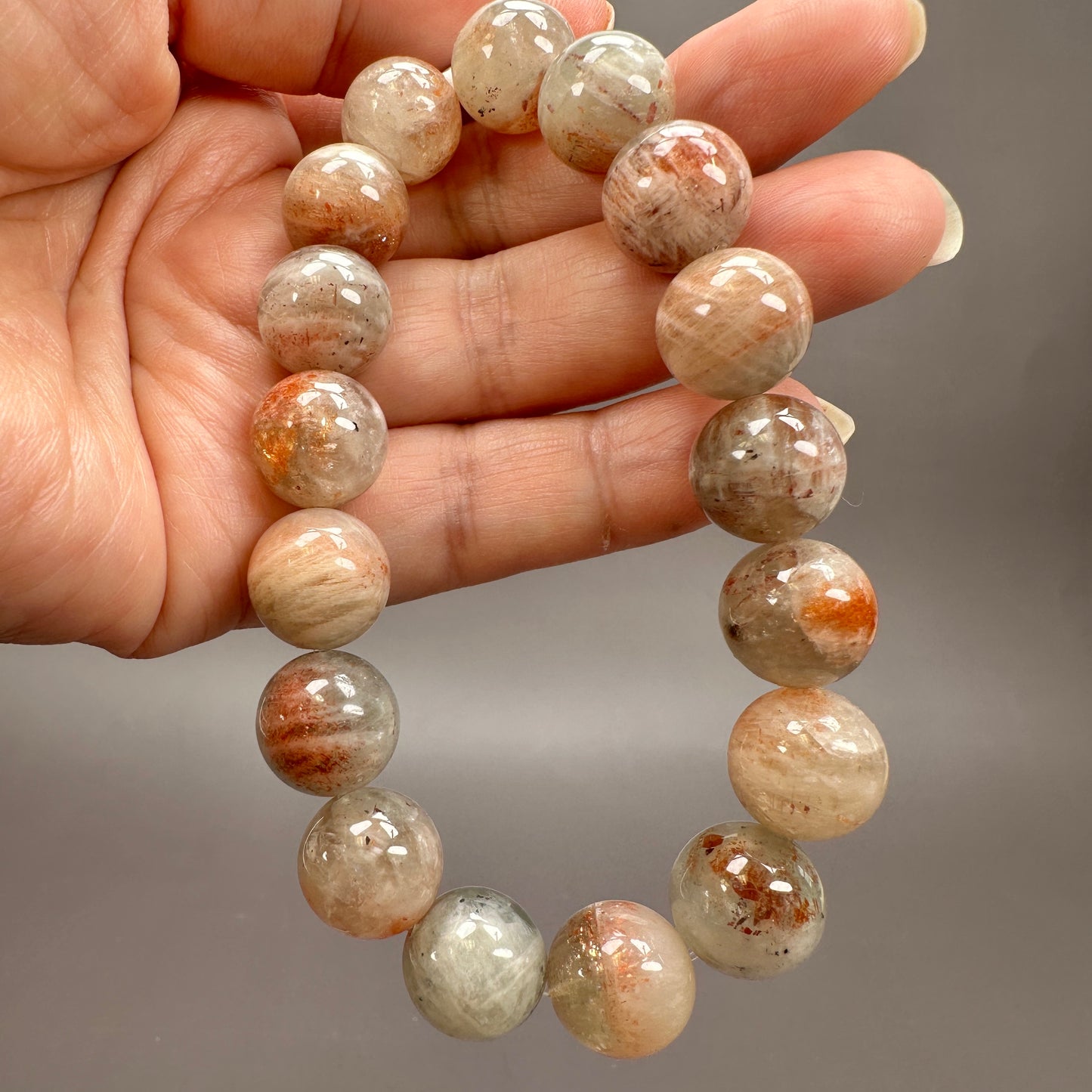 Arusha Sunstone 11mm Smooth Round Bead Stretchy Bracelet - 1 pc. (J211)