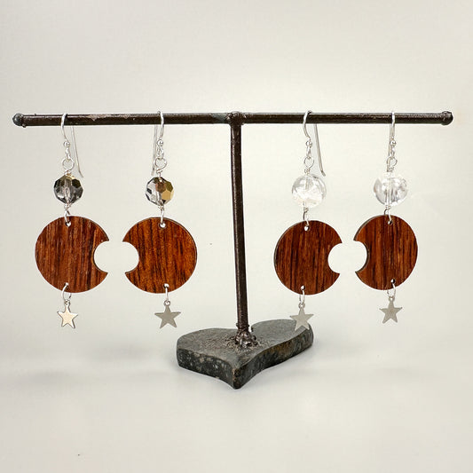 Koa Crescent Moon Earrings - 1 pair (J281)