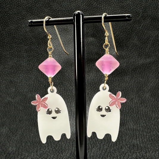 Boo-tiful Ghost or Bat Acrylic Jewelry - 1 pair (J282)