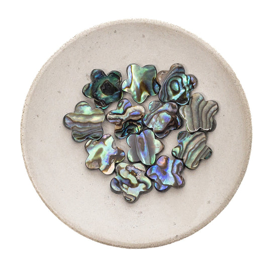 Abalone Shell 10mm Flat 5-Petal Flower Bead - 1 pc.-The Bead Gallery Honolulu