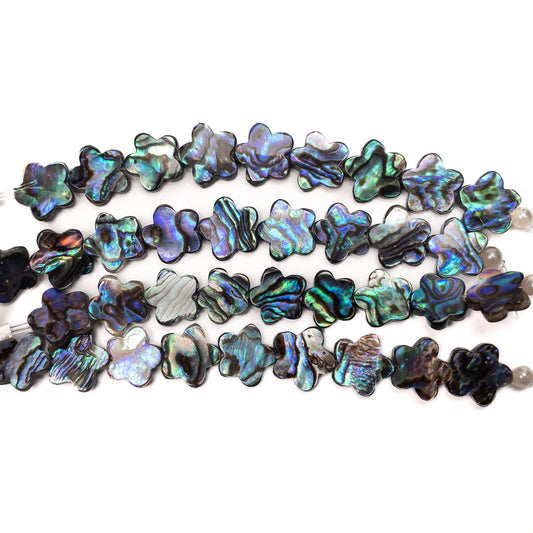 Abalone Shell 10mm Flat 5-Petal Flower Bead - 3.5" MINI Strand-The Bead Gallery Honolulu