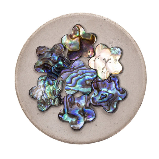 Abalone Shell 18mm Flat 5-Petal Flower Bead - 1 pc.-The Bead Gallery Honolulu