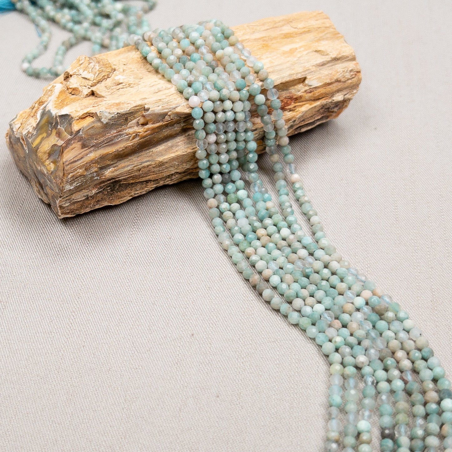 Amazonite 3mm Faceted Round Bead - 7.5" Strand