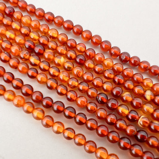 Amber 3.5mm Smooth Round Bead - 16" Strand (GEM2239)