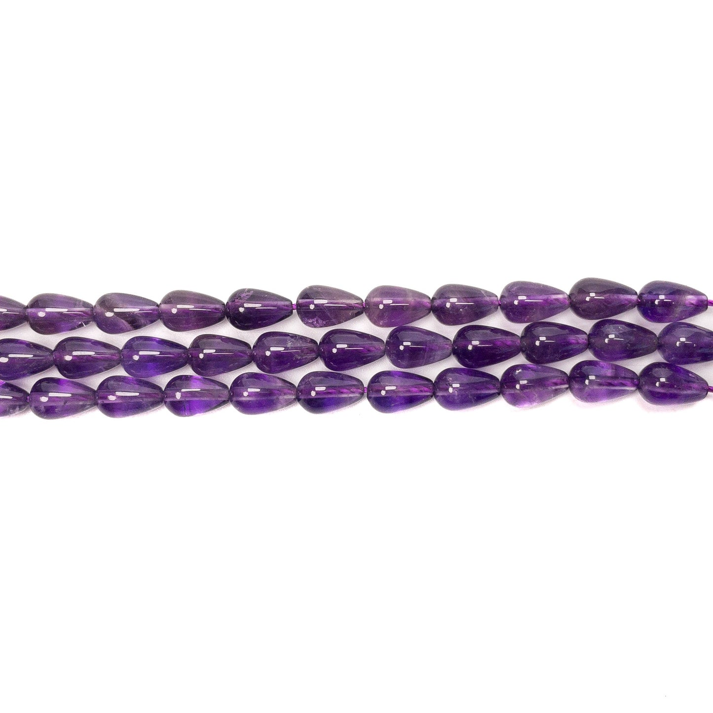 Amethyst 6x10mm Smooth Drop Bead - 7.5" Strand