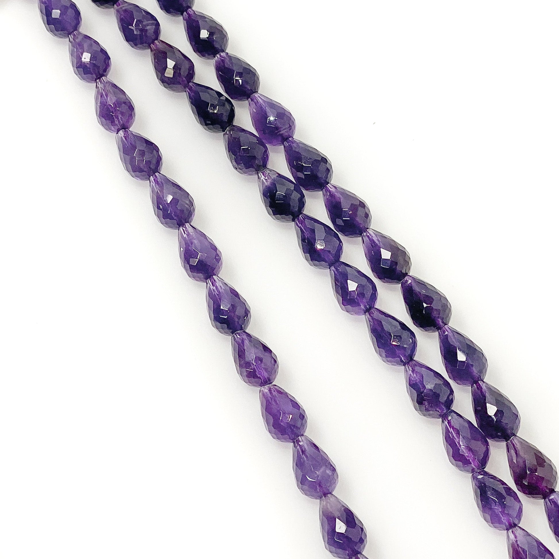 Amethyst 8x12mm Faceted Drop Bead - 8" Strand-The Bead Gallery Honolulu