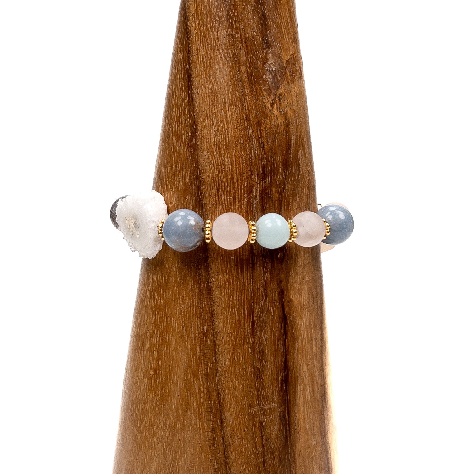 Angelite with Drusy Focal Stretchy Bracelet