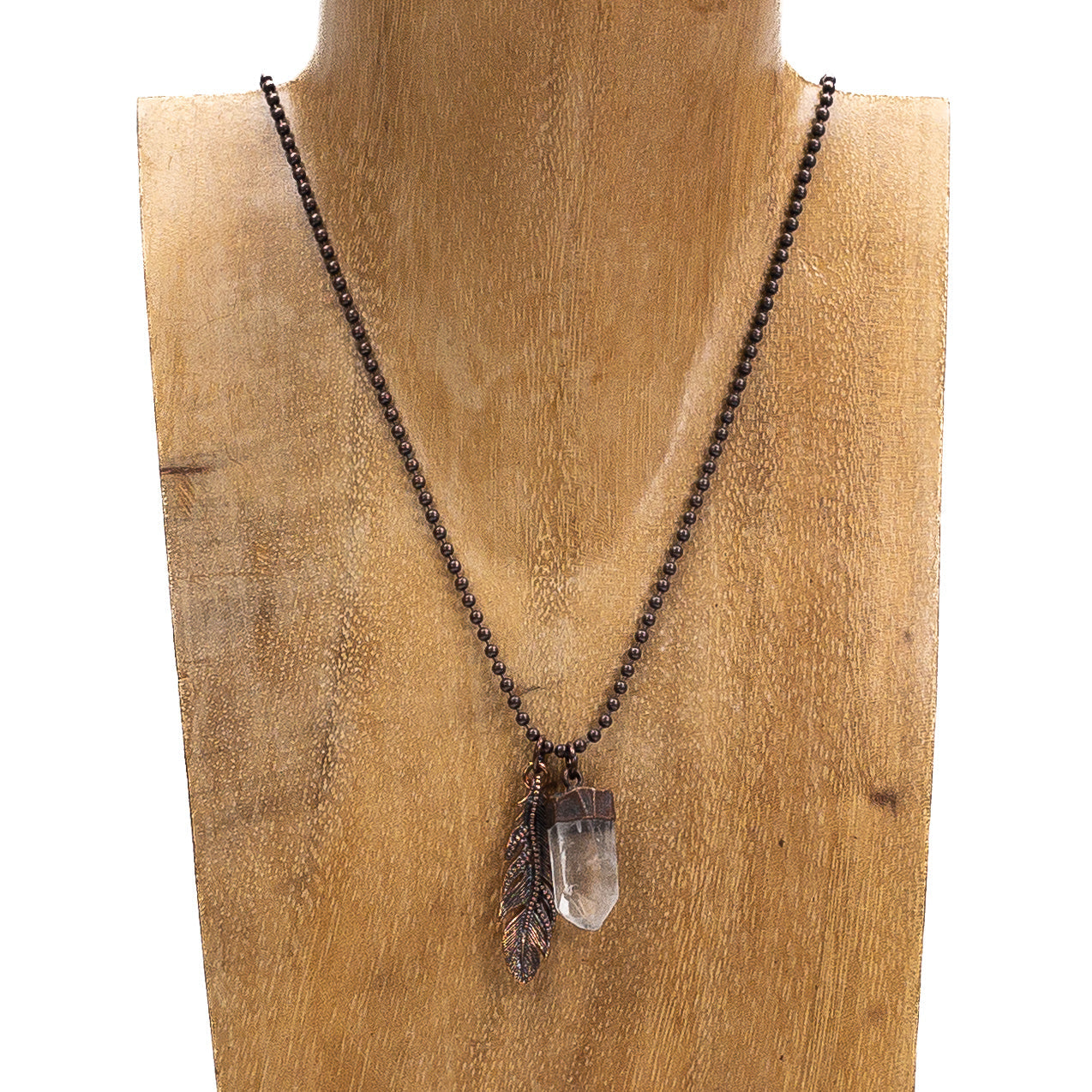 Antique Copper Free Spirit Feather Necklace (3 Charm Options Available)