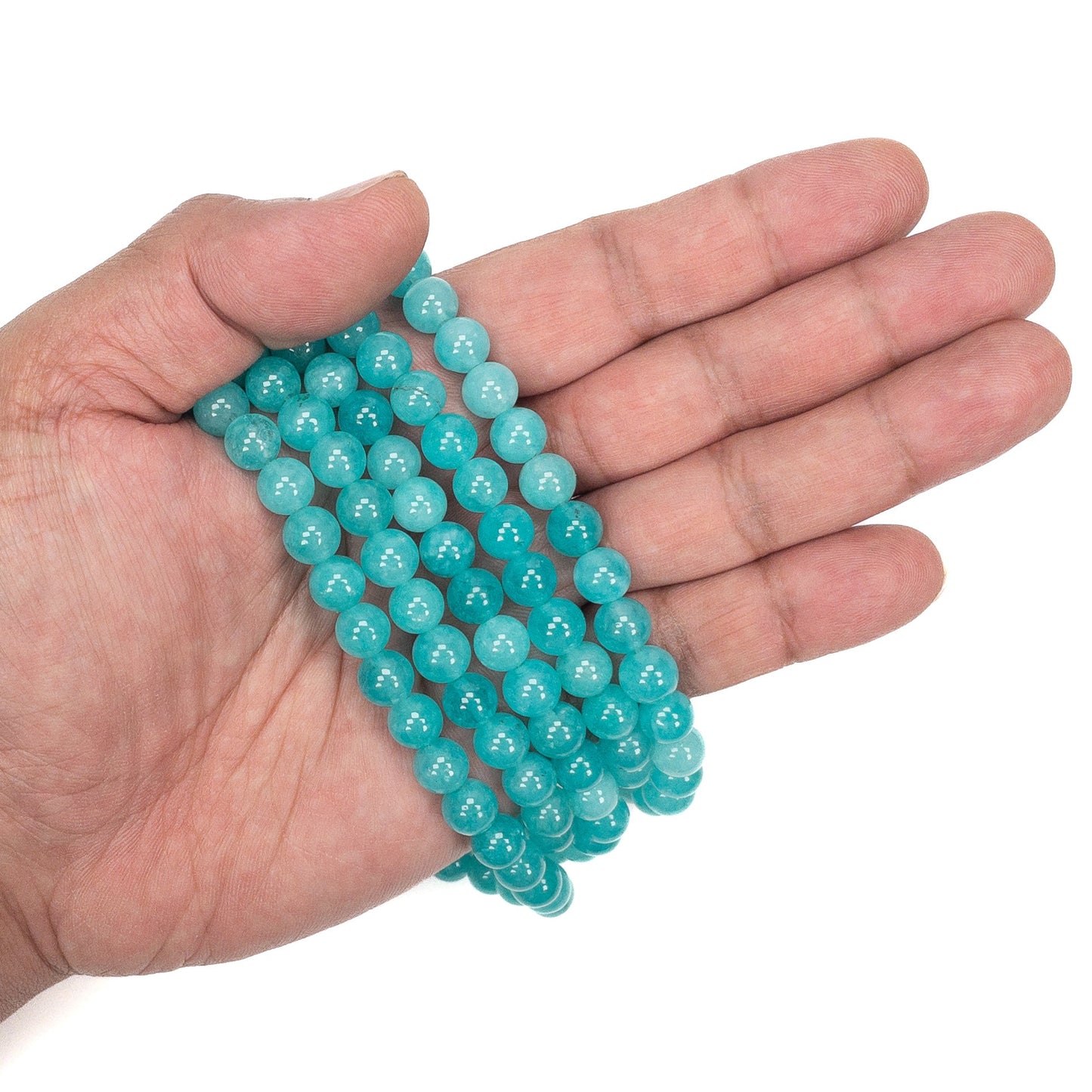 Aqua Stone 8mm Round Bead - 7.5" Strand