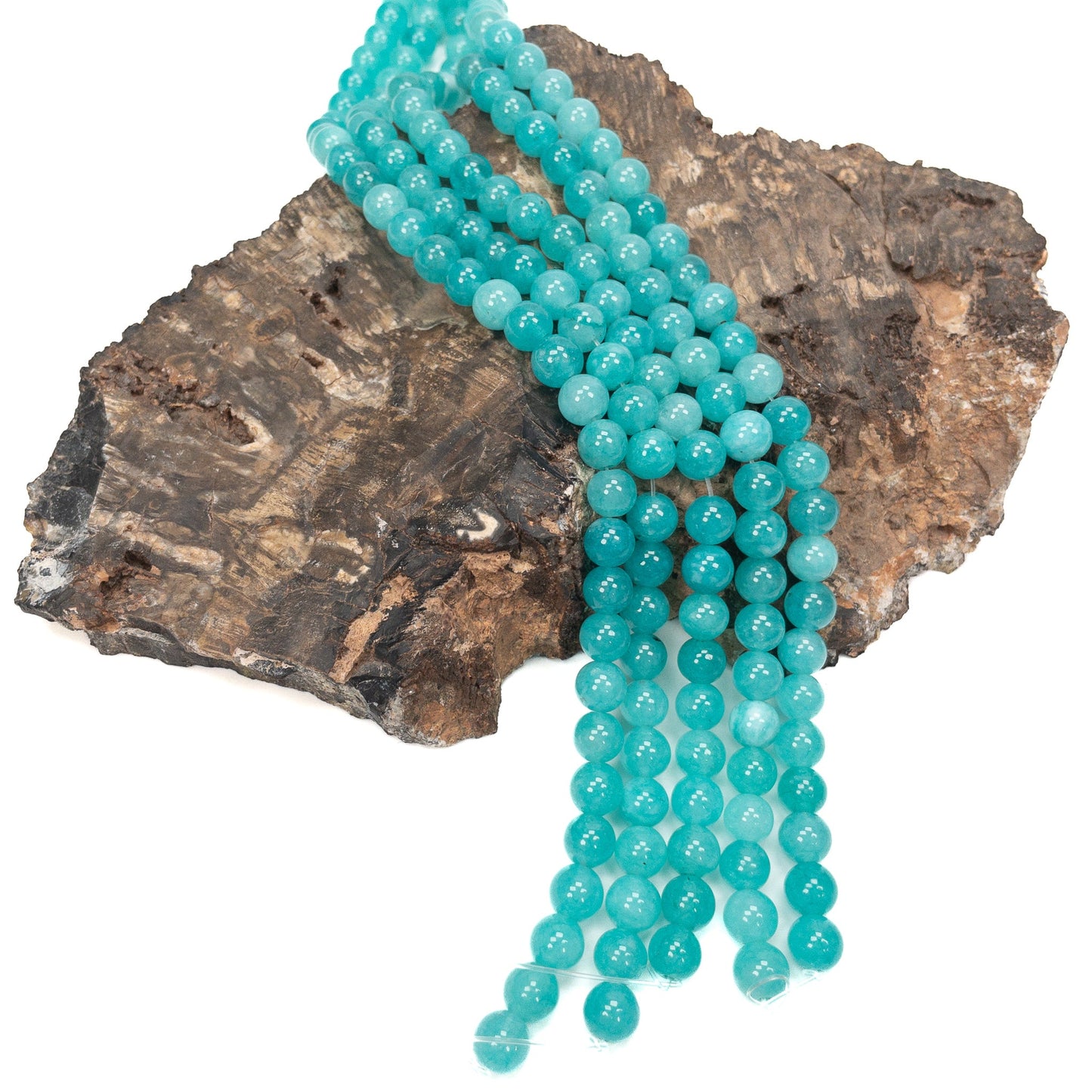 Aqua Stone 8mm Round Bead - 7.5" Strand