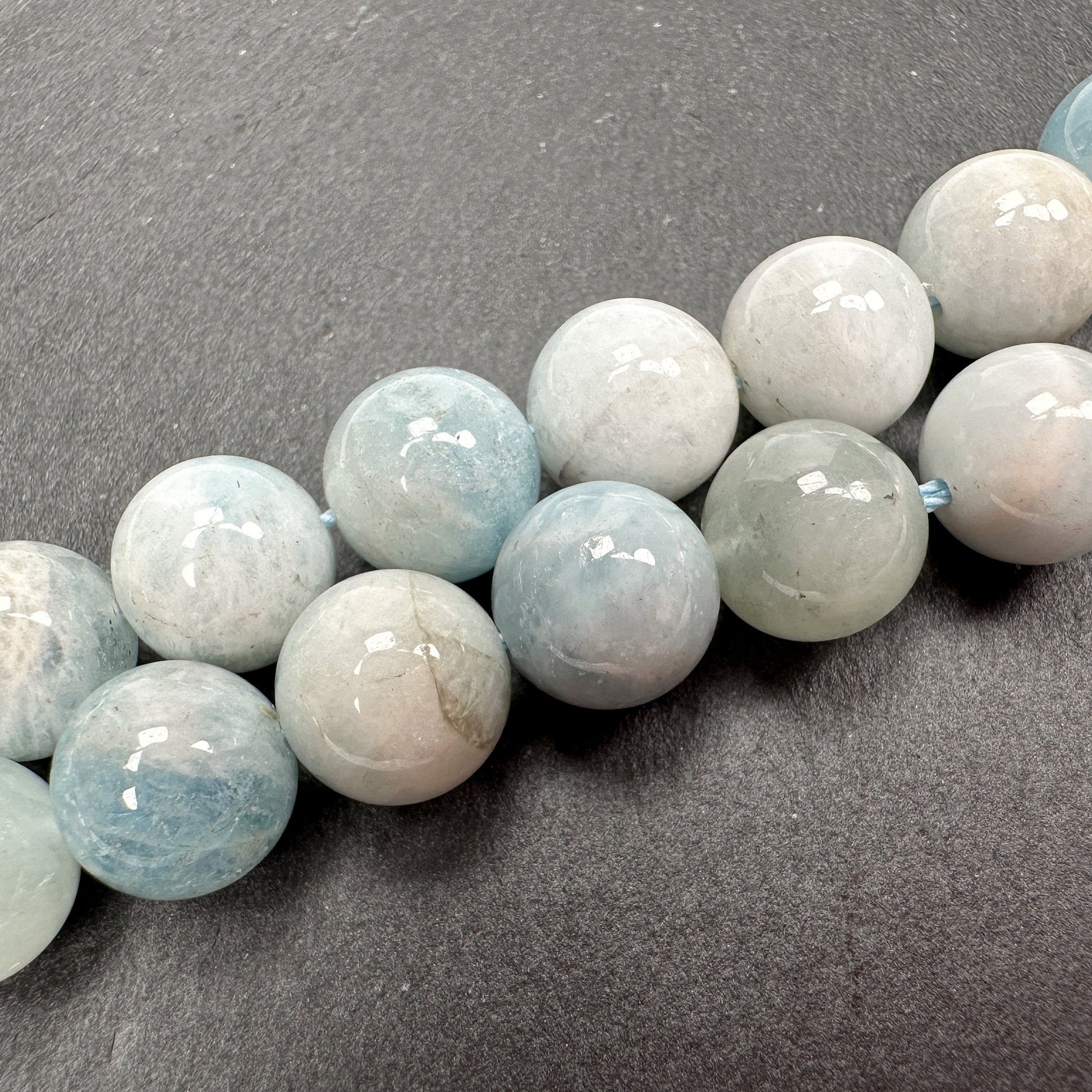 Aquamarine 10mm Smooth Round Bead - 7.75" Strand-The Bead Gallery Honolulu