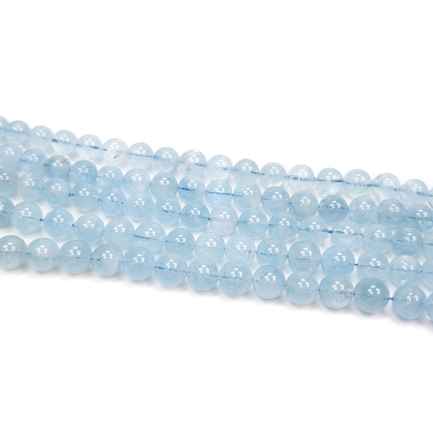 Aquamarine 8mm Smooth Round Bead - 8" Strand